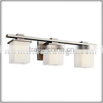 UL CUL Listed Light Supplier Nickel 3 Light Modern Hotel Bath Wall Sconce With Glass Shade W40150