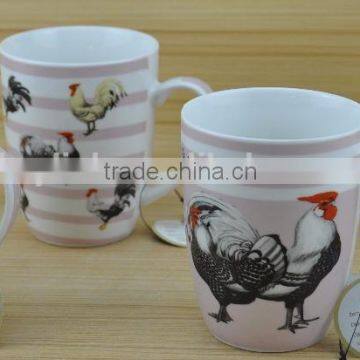 11OZ hens design full decal print coffee cups, shiny surface porcelain mug, KL5004-11042