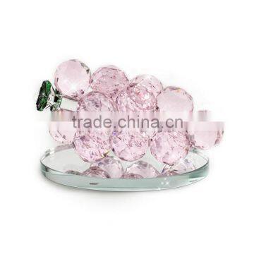 Crystal fruits with glass base and house decorative crafts pink crystal grapes