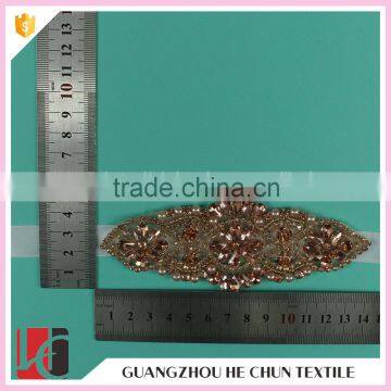 HC-7496-1 Hechun Good Quality Decorative Rose Gold Beaded Trim for Wedding Dress photo-4
