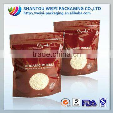 OEM eco friendly logo printed aluminum foil zip lock stand up pouch bag with window