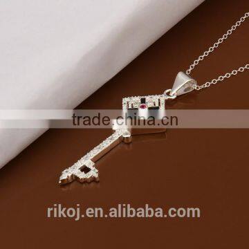 wholesale old western-eu style 925 silver key shape gemstone pendants