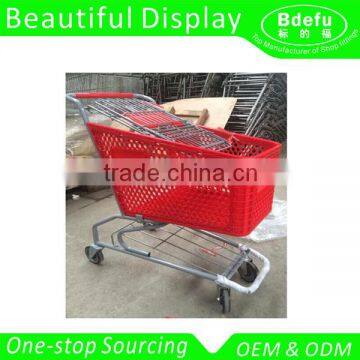 100L Supermarket Plastic Shopping Trolley Cart