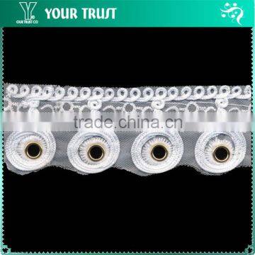 Gold Flat 13MM Metal Grommet Eyelet White Polyester Cord Lace Trimming