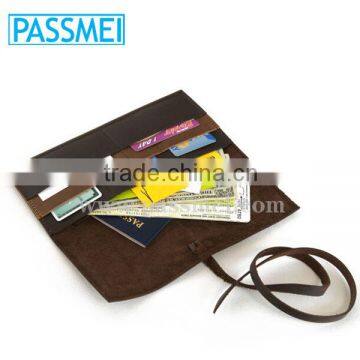 Dark Chocolate Brown Genuine Leather Travel Wallet With Passport Pocket