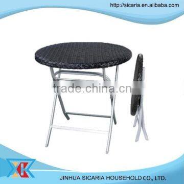 round wicker table with steel frame