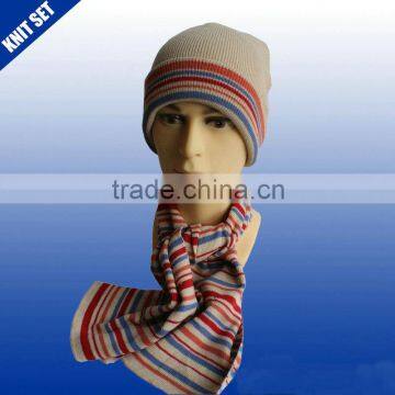 2016 stripe design wholesales winter hat gloves and scarves for kids