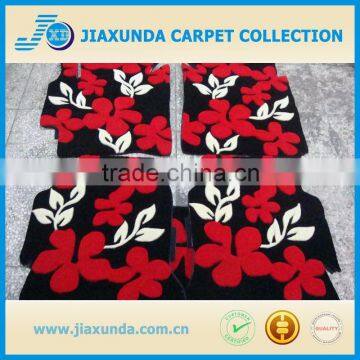 Red flower hand tufted high quality acrylic wool carpet car mat