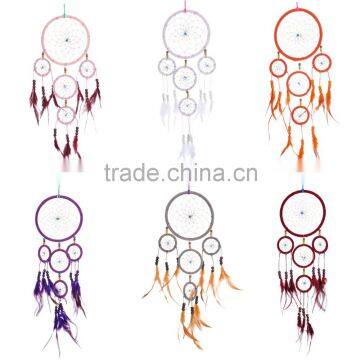 Organic Hand Makeing Dreamcatcher with Vine Circle Diameter 6.3" and Triple Dreamcatchers Tail