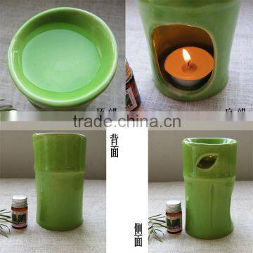 Unique Design Green Color Bamboo Shape Ceramic Fragrance Oil Burner Set photo-2