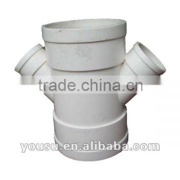 Different-diameter four way tee pipe fitting