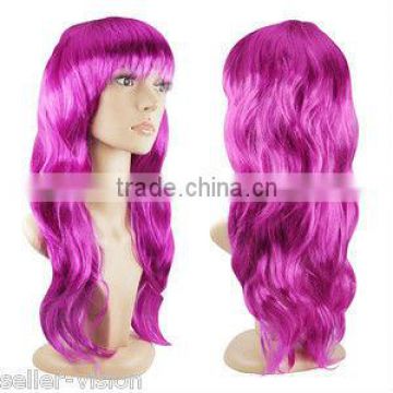 Ladies Full Wavy wig Curly Party Wavy Wig Cosplay Wig PURPLE