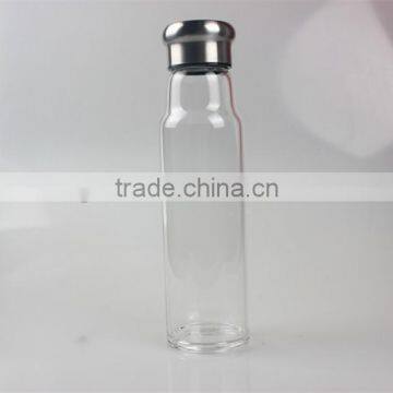 550ML China Factory Mouth Blown Latest Design Glass Tea Water Bottle With Stainless Steel Lid