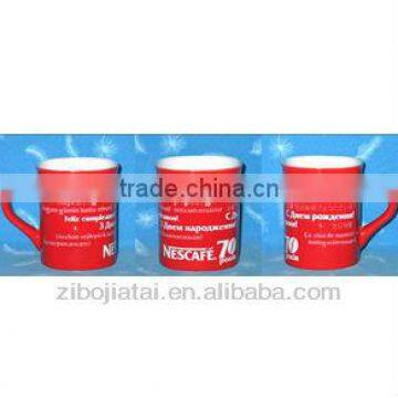 Red Glazed Square Shape Classic Nescafe Mug for Promotion