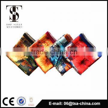 Factory wholesale high quality digital print 90*90 silk scarf