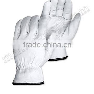 White Leather Driver Safety Gloves