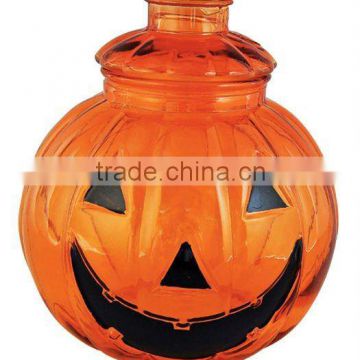 pumpkin shaped glass jar and lid