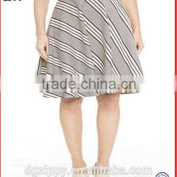 2015 New Designer Flared Skirt with Stripe