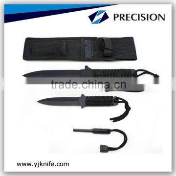 Set of 3 fixed blade tactical knife with paracord wrapped