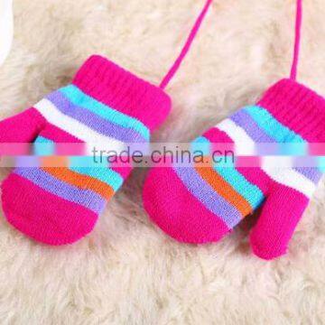 MS80125C Kids Winter Stripe Design Cute Thermal Gloves photo-3