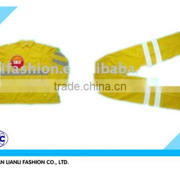 Yellow high visibility safety reflective factory work clothes