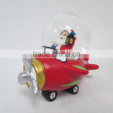 45mm snow global water ball with plane base and santa Inside