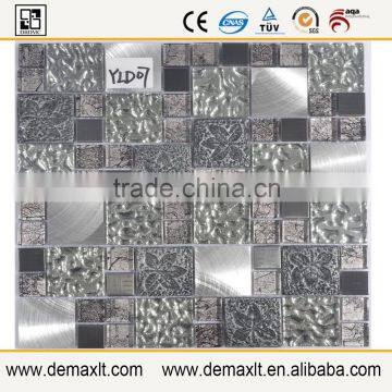 Silver And grey Crystal Glass and alu Mosaic For KTV Wall Decoration