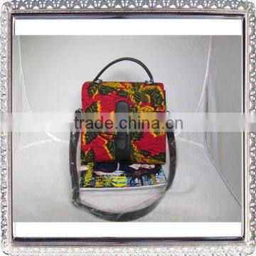 Leather And African Printed Wax Fabric Handbag