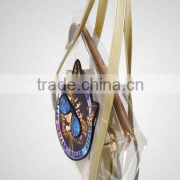 Clear PVC Large Capacity Tote Bag With Glod Webbing Handle Bag,bag in Bag photo-4