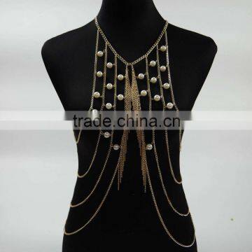 jewelry pearl multilayer comple sey body chain necklace wholesale