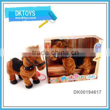 Hot Sale New Item Brown Wire Control Music And Dancing Horse Window Box Plush Kids Toys