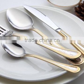 Fancy Knife Fork Spoon Stainless Steel Gold Plated Flatware Set KX-S203