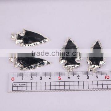 Small Size Gold / Silver Plated Edged Agate Gem Stone Druzy Pendant, Arrow Pendant, For Jewelry Making