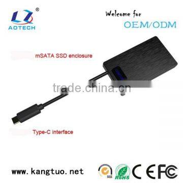 aluminum usb3.1 Type C msata ssd hard drive enclosure