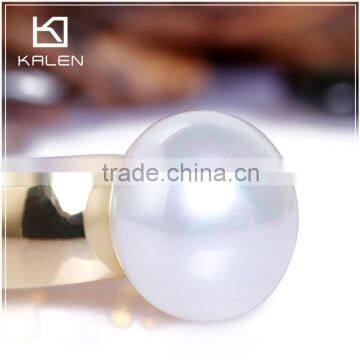 hot sale low price golden big pearl design stainless steel rings from China