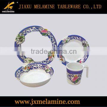 16pcs white and blue design free combination melamine dinner set