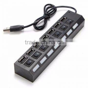 2016 New Product Separate Switch LED Lights USB2.0 7 Ports Hub