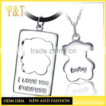 Wholesale stainless steel jewelry bear lovers couple pendant diy pendant