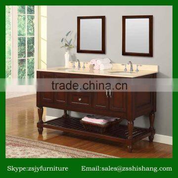 Hot Selling American Style Marble Top Solid Wood Double Vanity