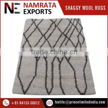 Moroccan Design Cream/Brown Hand Woven Shaggy Wool Rugs