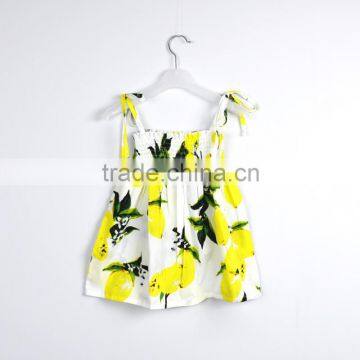 New Summer Baby Girl's Dress Fashion Print Fruit Lemon Pineapple Design Kids Dresses Child Clothing photo-5
