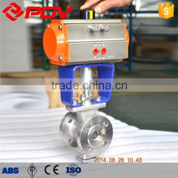 hot sale Flanged V type pneumatic ball valve DN25