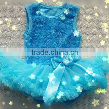 Baby Girl Dress for Birthday Party Rosette Dress With Wholesale Price for 0-3 Years Girl in China