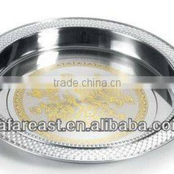 golden flower round plate