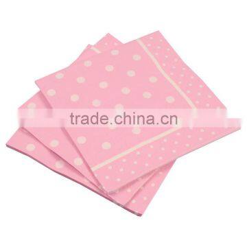 20 Pack Of Pink Spots/ Border Square Disposable Party Paper Napkins