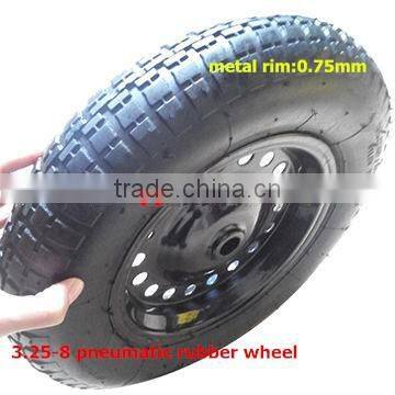 3.25-8 rubber wheel with metal rim for south america market