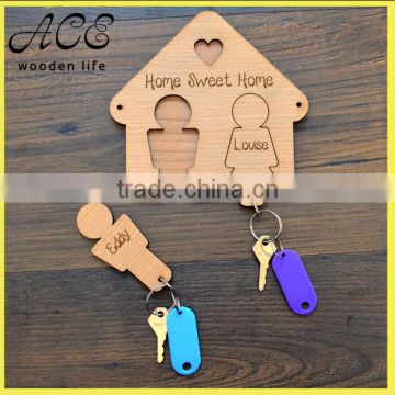 Family Keyring Hanger Hooks for Keys Housewarming New Home Wooden Keyrings Gift