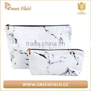 Fashion Washable Kraft Paper Marble Cosmetic Bag Travel Plain Toiletry Makeup Bag for Women photo-3