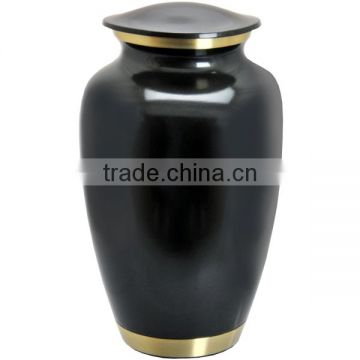 Funeral ashes containers In Brass Metal With Black Glossy Finish