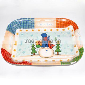 2016 Rectangle Snowman Christmas Party Plate/tray